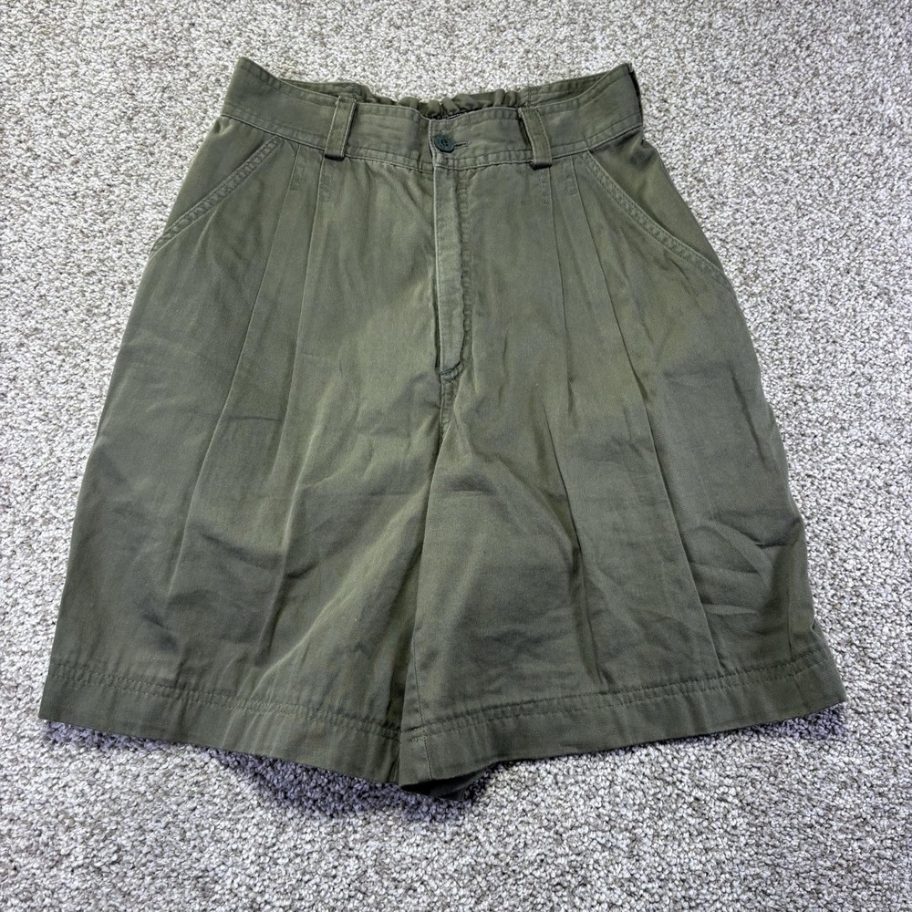 Vintage Gene Ewing‎ BIS Shorts Womens 4 Green Pleated Chino High Waist Elastic